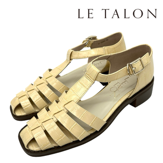 ルタロン(Le Talon)の〈新品〉LE TALON ルタロン【23.5cm】型押しグルカサンダル イエロー(サンダル)