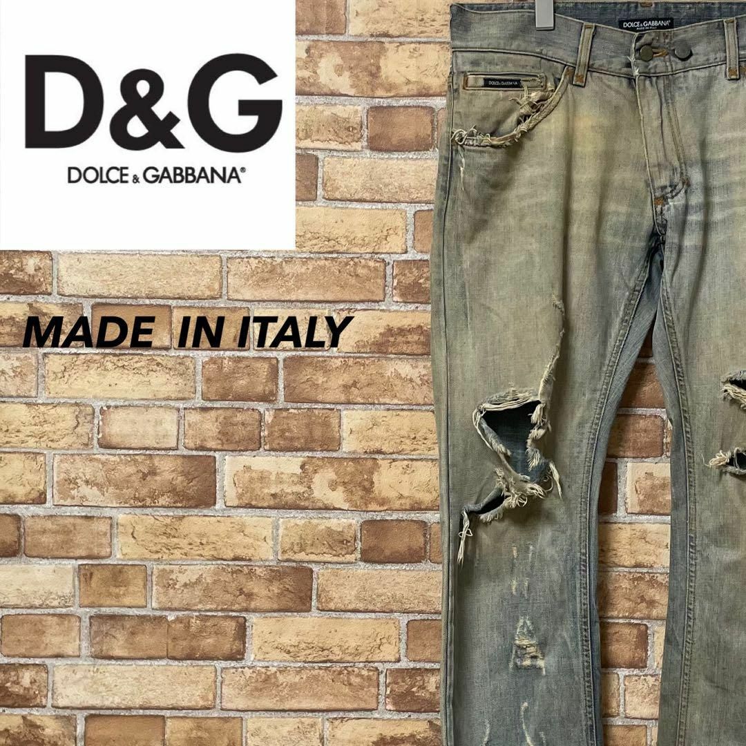 DOLCE&GABBANA(ドルチェアンドガッバーナ)のドルチェ&ガッバーナ　ドルガバ　イタリア製　デニム　ジーンズ　プレートロゴ48. メンズのパンツ(デニム/ジーンズ)の商品写真