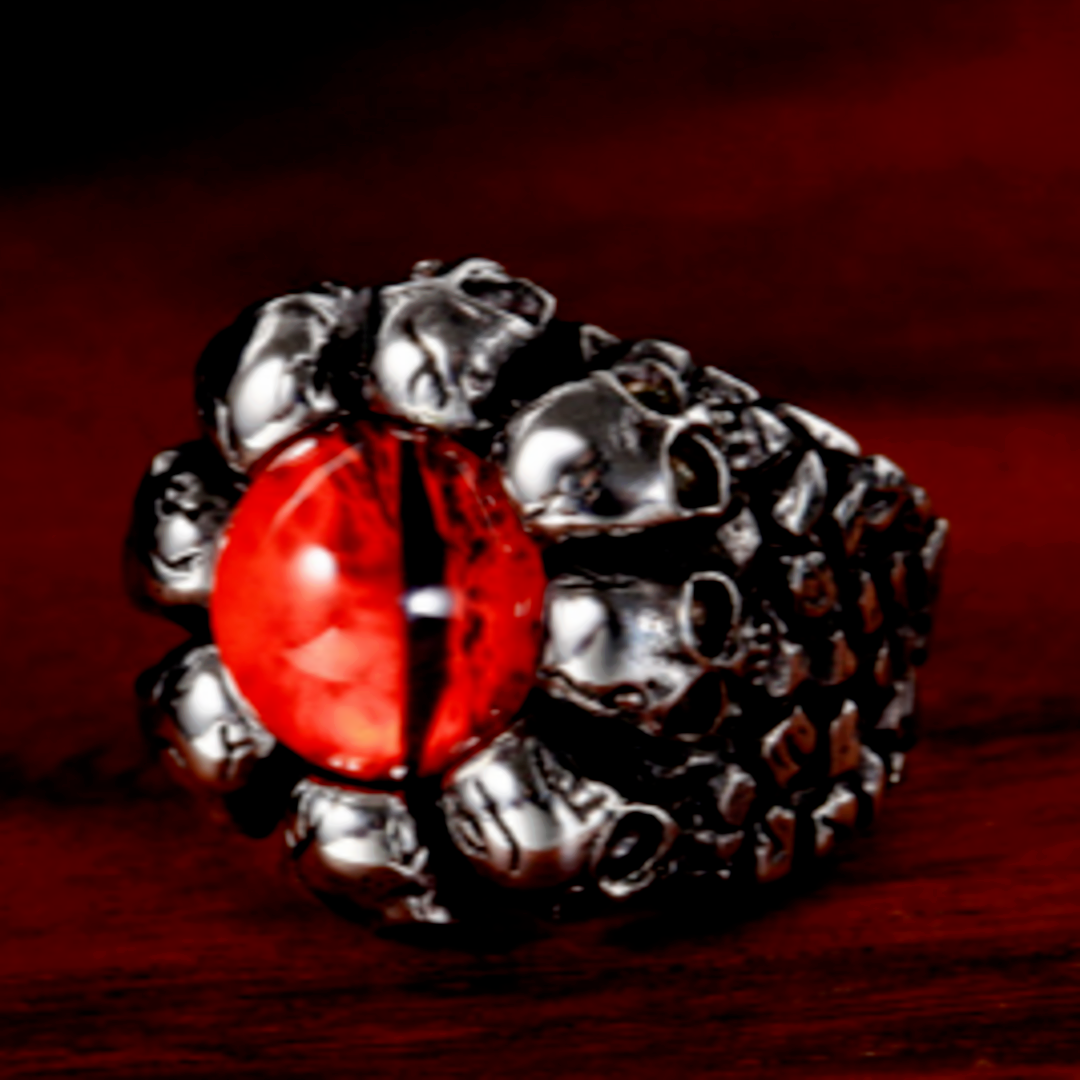 【R063】リング　メンズ　指輪　レッド　赤　アイ　目　ステンレス　20号 メンズのアクセサリー(リング(指輪))の商品写真