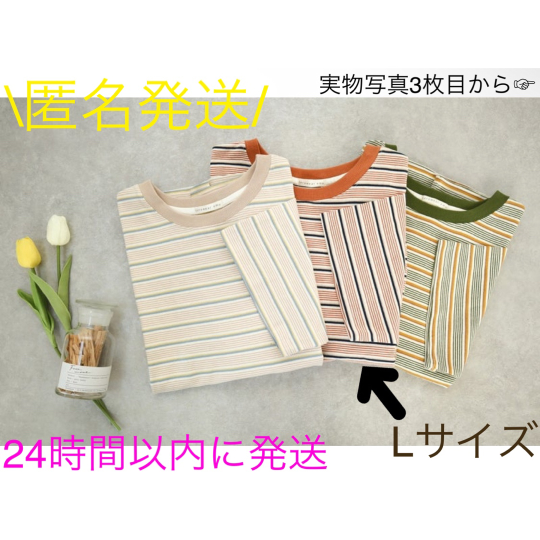 しまむら(シマムラ)のしまむら terawear emu サキゾメボーダープルオーバー Lサイズ レディースのトップス(Tシャツ(半袖/袖なし))の商品写真