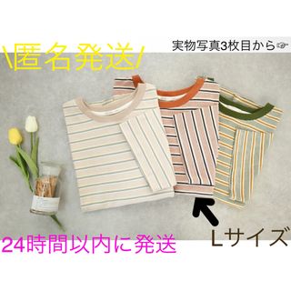 シマムラ(しまむら)のしまむら terawear emu サキゾメボーダープルオーバー Lサイズ(Tシャツ(半袖/袖なし))