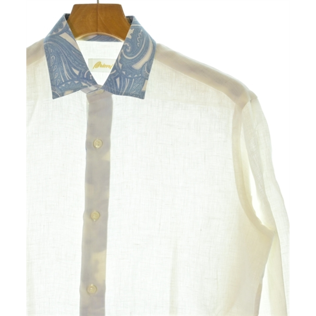 Brioni(ブリオーニ)のBrioni ブリオーニ カジュアルシャツ 1(S位) 白x青 【古着】【中古】 メンズのトップス(シャツ)の商品写真