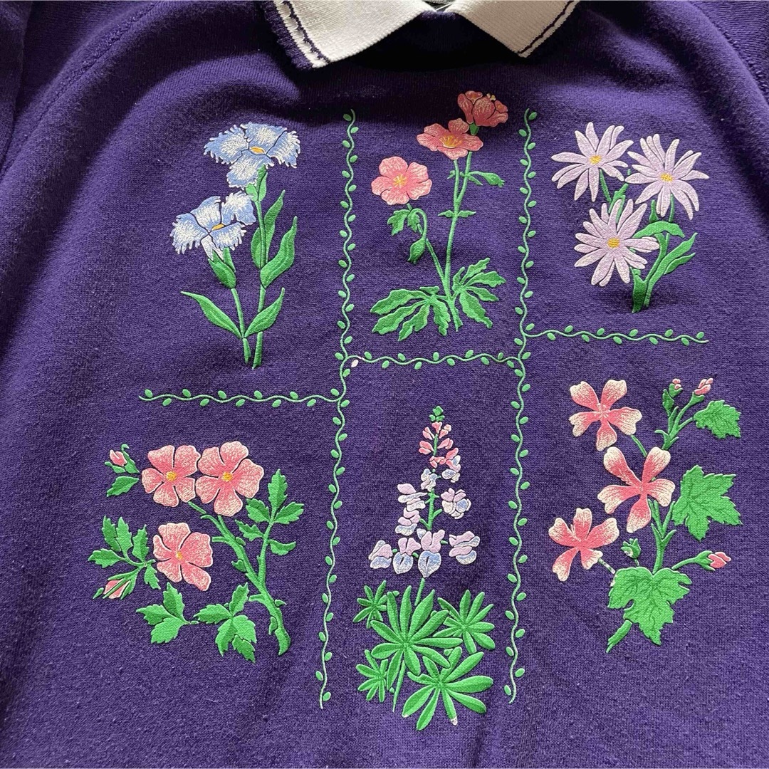 USA製 80年代 刺繍 フラワー デザイン スウェット 襟付き トレーナー  メンズのトップス(スウェット)の商品写真