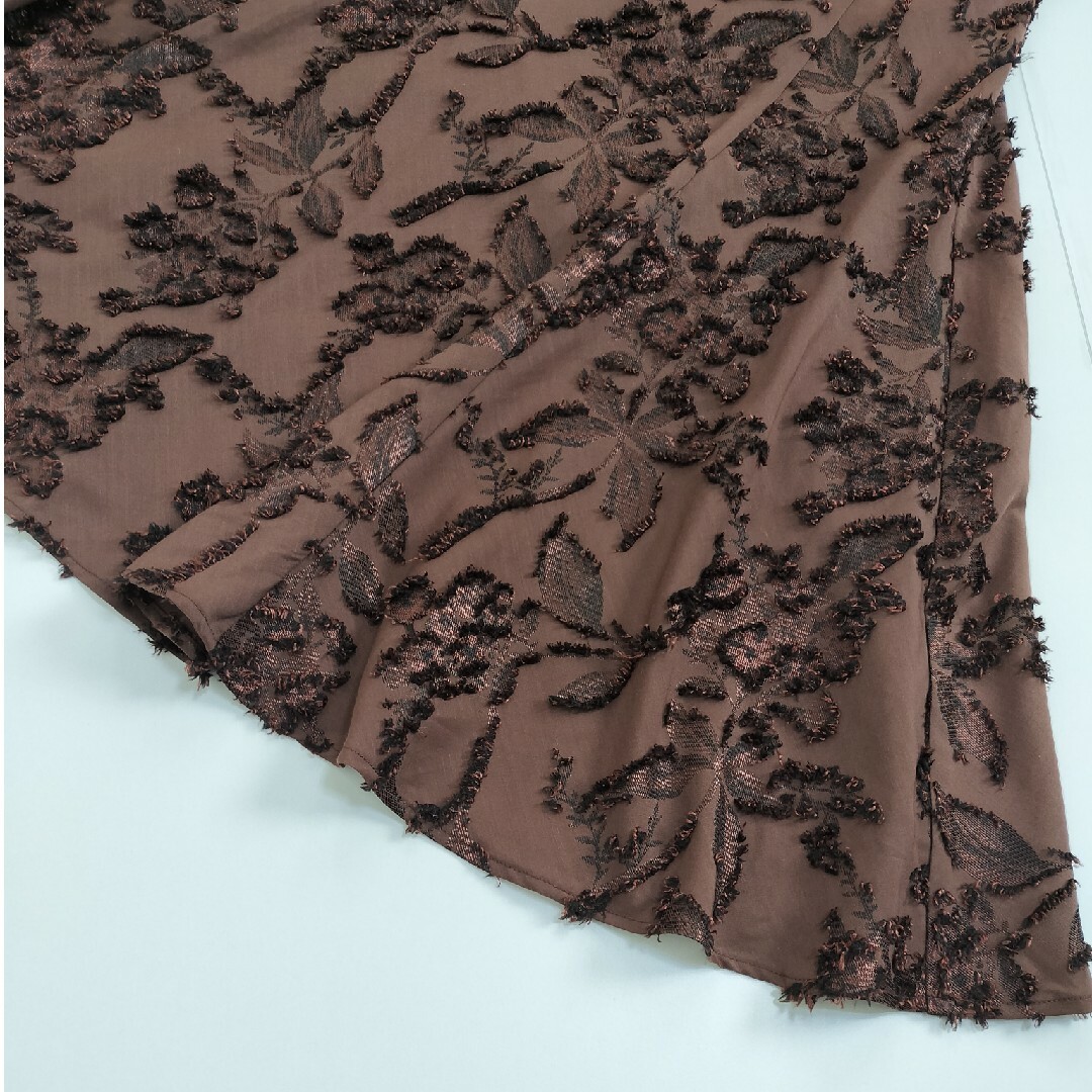 anySiS(エニィスィス)の【洗える】美品　anySiS　ジャガードフレアスカート　ブラウン　38　M レディースのスカート(ロングスカート)の商品写真