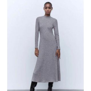 ザラ(ZARA)の美品 ZARA リブニットワンピース ロングワンピース S(ロングワンピース/マキシワンピース)