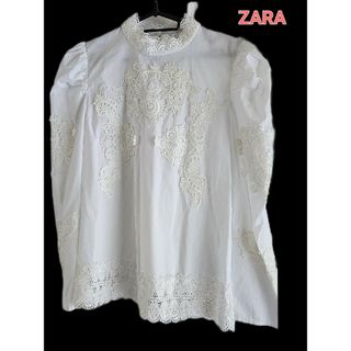 ザラ(ZARA)の大変美品　保管シワ　ZARA 豪華 レース飾り付けのクラシックな姫ブラウス(シャツ/ブラウス(長袖/七分))