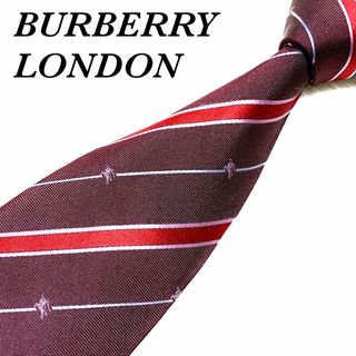 BURBERRY - 【美品】バーバリーロンドン ネクタイ ホースロゴ ストライプ シルク 高級