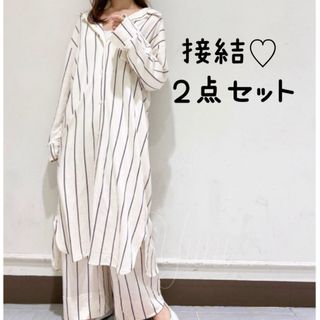 ジェラートピケ(gelato pique)の正規品♡接結♡ストライプワンピース＆ロングパンツ(ルームウェア)