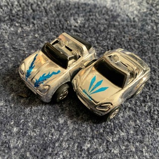 チョロQタイプ　シルバーメッキ　ブルーライン　2台セット　中古ジャンク品(ミニカー)