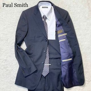 ポールスミス(Paul Smith)の【未使用級】ポールスミス スーツ ロロピアーナ 黒 ストライプ 背抜き XL(その他)