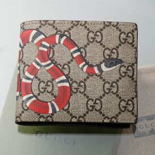 グッチ(Gucci)のK3733M 美品 グッチ スネーク GG 451266 二つ折 財布 箱付き(折り財布)