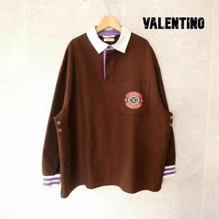 ヴァレンティノ(VALENTINO)の美品 VALENTINO 厚手 オーバーサイズ ワッペン 長袖 プルオーバー(ポロシャツ)