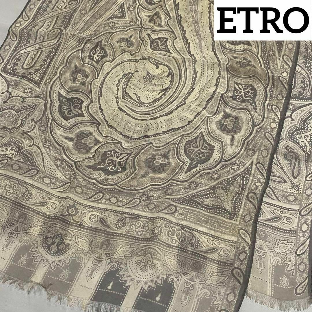 ETRO(エトロ)の★ETRO★ ロングスカーフ ペイズリー シフォン シルク グレー レディースのファッション小物(バンダナ/スカーフ)の商品写真