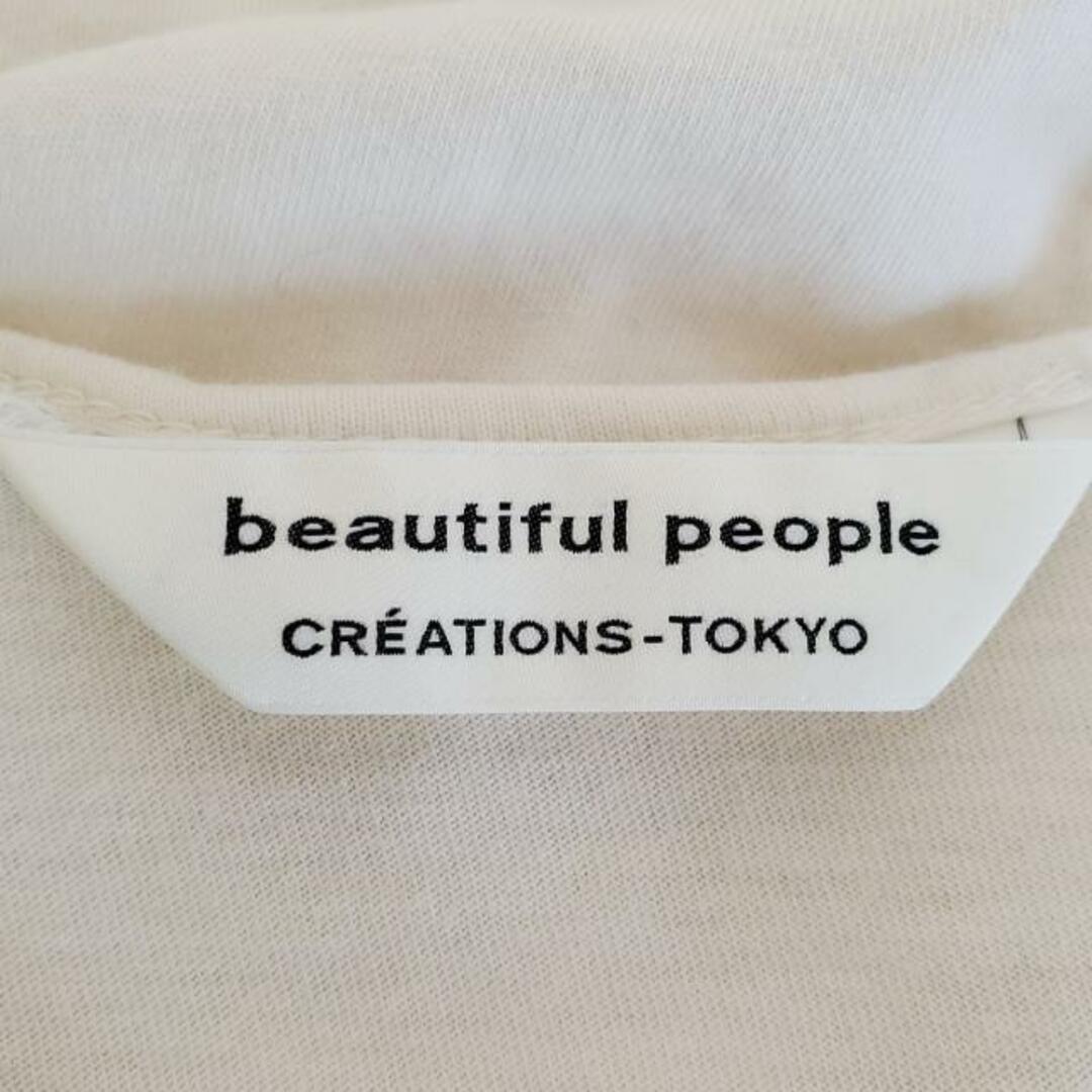 beautiful people(ビューティフルピープル)のbeautifulpeople(ビューティフルピープル) 半袖Tシャツ サイズ38 M レディース - アイボリー×ダークブラウン クルーネック/ショート丈 レディースのトップス(Tシャツ(半袖/袖なし))の商品写真