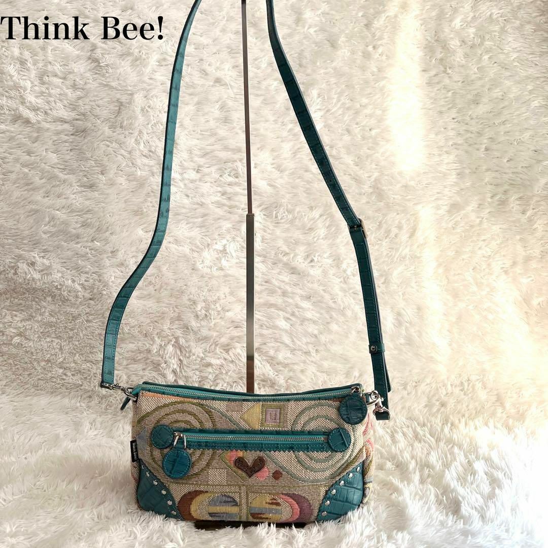 Think Bee!(シンクビー)のThinkBee！　シンクビー　ショルダーバッグ　斜めがけ　キャンバス　刺繍 レディースのバッグ(ショルダーバッグ)の商品写真