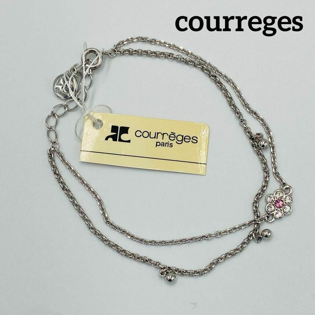 Courreges(クレージュ)の極美品 ★courreges★ ブレスレット 花 ラインストーン シルバー レディースのアクセサリー(ブレスレット/バングル)の商品写真