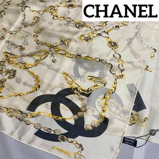 ★CHANEL★ ストール ココマーク チェーン ビジュー クリームイエロー