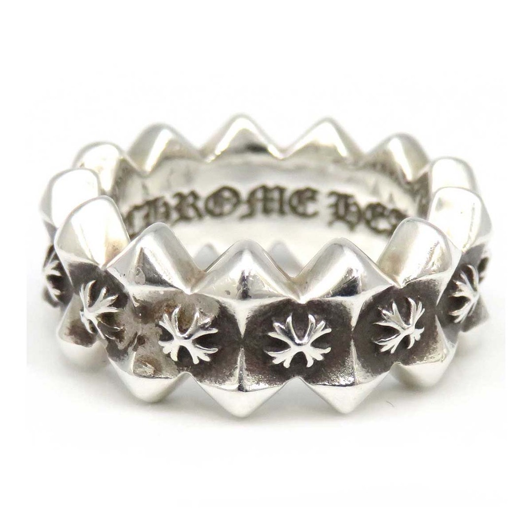 Chrome Hearts(クロムハーツ)のクロムハーツ ダブル ピラミッド プラス バンド リング インボイス付き 6.5号 SV925 ユニセックス CHROME HEARTS 【中古】 【アパレル・小物】 メンズのアクセサリー(リング(指輪))の商品写真