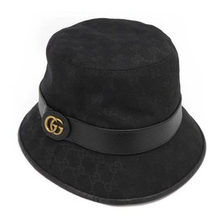 グッチ GGキャンバス バケットハット グッチシマ 735219 ユニセックス ブラック GUCCI 【中古】 【アパレル・小物】