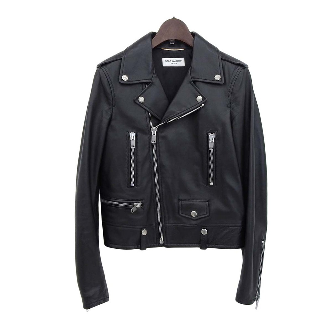 Saint Laurent(サンローラン)のサンローラン パリ ラムレザー ダブル ライダースジャケット 397287 レディース ブラック SAINT LAURENT PARIS 【中古】 【アパレル・小物】 レディースのジャケット/アウター(その他)の商品写真