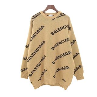 バレンシアガ(Balenciaga)のバレンシアガ ロゴ 総柄 ニット セーター 581027 レディース ベージュ BALENCIAGA 【中古】 【アパレル・小物】(ニット/セーター)