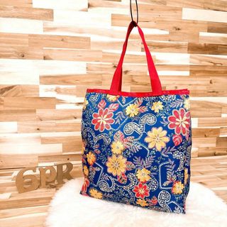 レスポートサック(LeSportsac)の【レスポートサック】レトロ フラワー スクエア トートバッグ 花柄 総柄 青×赤(トートバッグ)