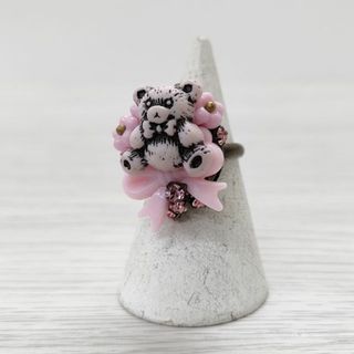 Kanami bijoux 新品 ピンククマのリング 定価8000円 アクセサリー リング・指輪 ピンク レディース カナミビジュー【中古】4-0305G◎(リング(指輪))