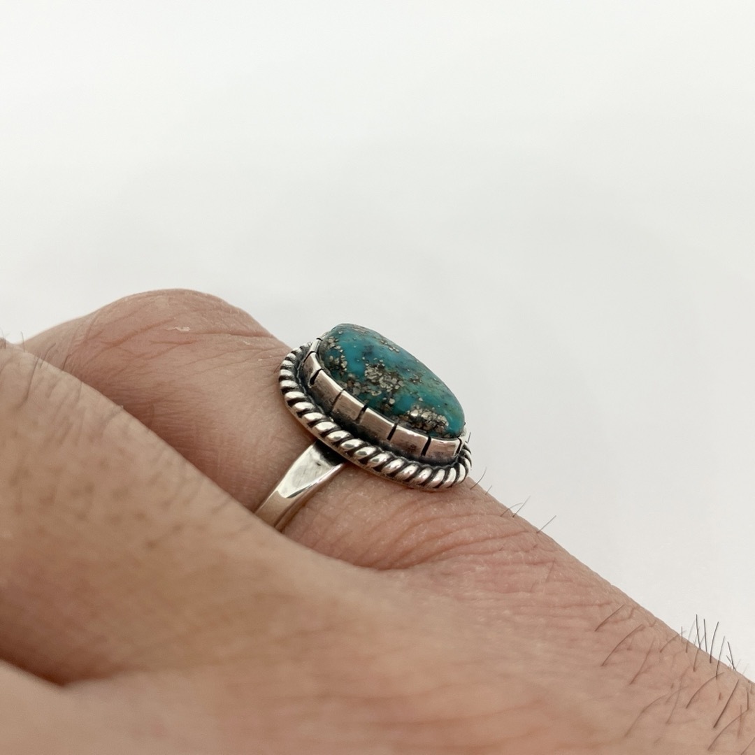 キングマン　ターコイズ　シルバーリング　指輪　12号　# インディアンジュエリー レディースのアクセサリー(リング(指輪))の商品写真