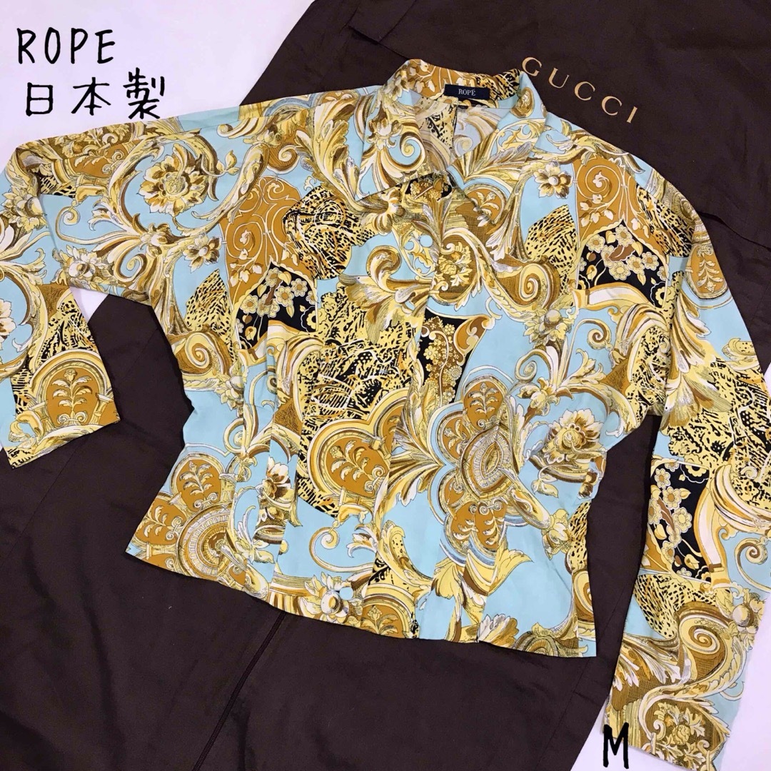 ROPE’(ロペ)のROPE ロペ レトロシャツジャケット ヨーロピアン スカーフ柄 タック M レディースのトップス(シャツ/ブラウス(長袖/七分))の商品写真