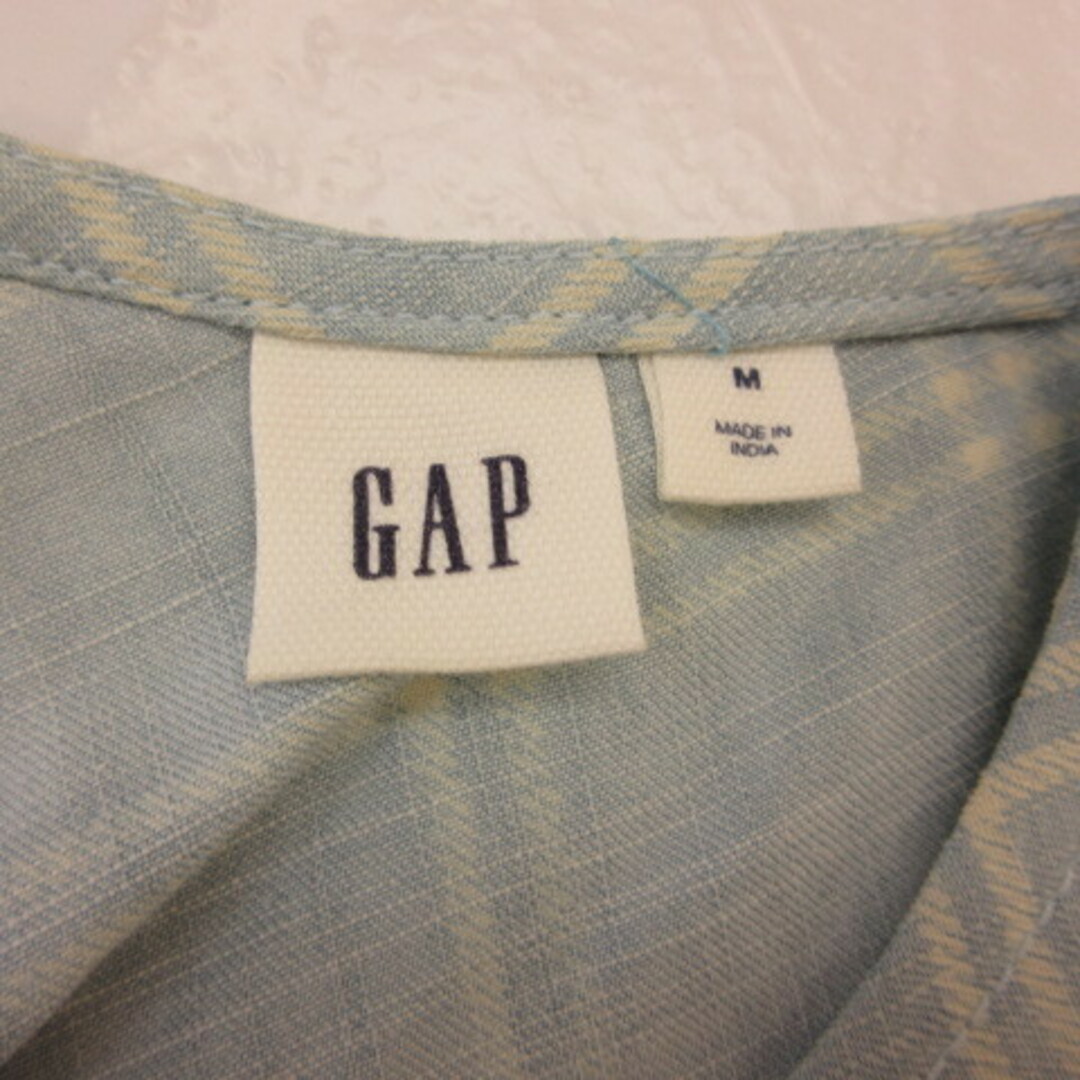 GAP(ギャップ)のギャップ GAP ワンピース ひざ丈 ノースリーブ チェック 水色 M レディースのワンピース(ひざ丈ワンピース)の商品写真