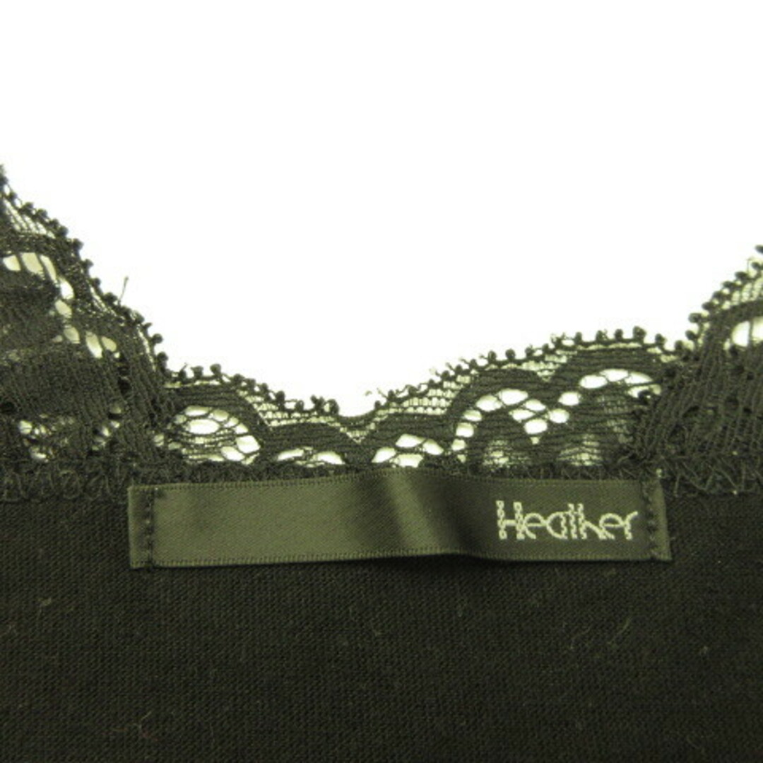 heather(ヘザー)のヘザー Heather レースタンクトップ ストレッチ 黒 F レディースのトップス(タンクトップ)の商品写真