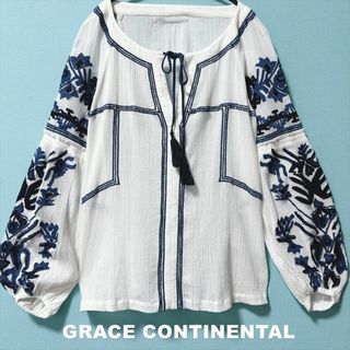 グレースコンチネンタル(GRACE CONTINENTAL)の【GRACE CONTINENTAL】楊柳生地 刺繍柄 ワイド プルオーバー(シャツ/ブラウス(長袖/七分))