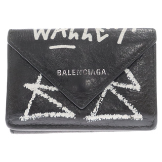 バレンシアガ(Balenciaga)のBALENCIAGA バレンシアガ グラフィック ペーパー ミニウォレット 三つ折り財布 ブラック/ホワイト 55558(折り財布)