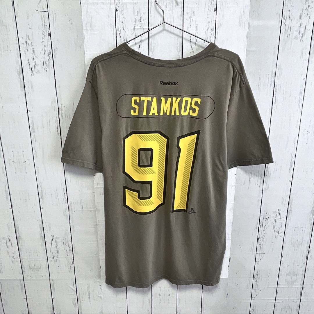 Reebok(リーボック)のReebok　Tシャツ　NHL　グレー　プリント　STAMKOS　USA古着 メンズのトップス(Tシャツ/カットソー(半袖/袖なし))の商品写真