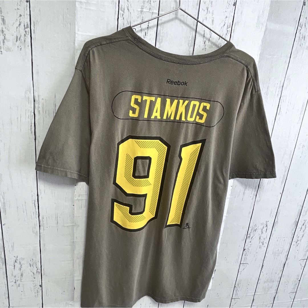 Reebok(リーボック)のReebok　Tシャツ　NHL　グレー　プリント　STAMKOS　USA古着 メンズのトップス(Tシャツ/カットソー(半袖/袖なし))の商品写真