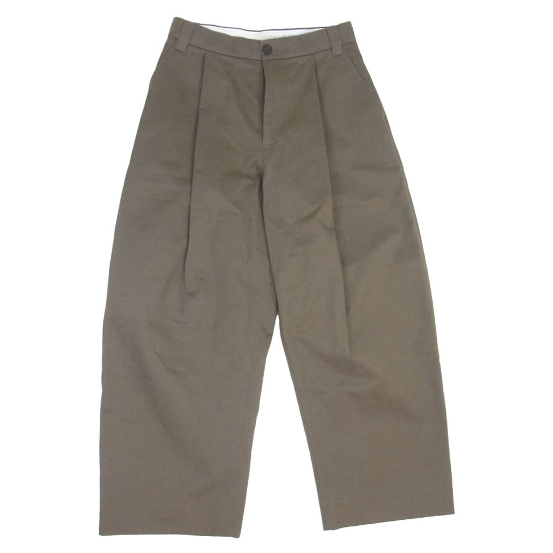 スタジオニコルソン STUDIO NICHOLSON SNM-351 SORTE PEACHED COTTON TWILL VOLUME PLEAT PANTS 1タック ワイド ボリューム プリーツ パンツ アーミーグリーン カーキ系 S【中古】 メンズのパンツ(その他)の商品写真