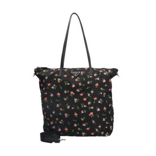 プラダ(PRADA)のプラダ 花柄 ショルダーバッグ ナイロン 1BG189 ブラック レディース PRADA  中古(ショルダーバッグ)