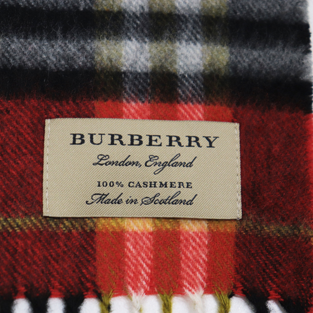 BURBERRY(バーバリー)の美品 バーバリー 4060291 ノバチェック フリンジ カシミヤ マフラー オレンジレッド BURBERRY レディースのファッション小物(マフラー/ショール)の商品写真