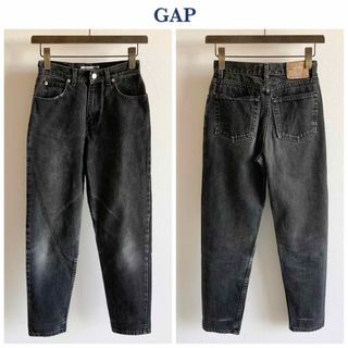 ギャップ(GAP)のUSA製 ビンテージ GAP ハイウエスト テーパード デニム パンツ ブラック(デニム/ジーンズ)