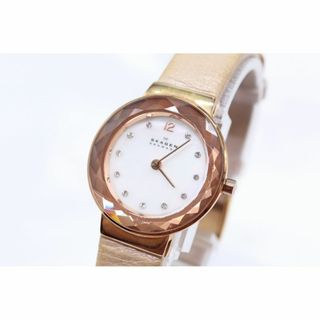 SKAGEN - 【W126-541】動作品 電池交換済 スカーゲン シェル文字盤 石付き 腕時計