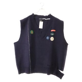 ラフシモンズ(RAF SIMONS)のRAF SIMONS ラフシモンズ 21SS ARCHIVE REDUX Oversized destroyed V-neck gilet アーカイヴ レダックス オーバーサイズニットベスト ネイビー(ベスト)