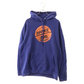 AWAKE アウェイク NY Hoop Sweat Hoodie プリントロゴ プルオーバースウェットパーカー フーディ ブルー