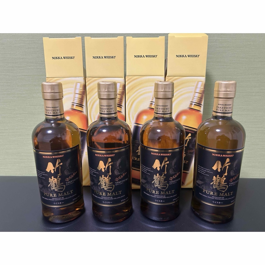 ニッカウヰスキー(ニッカウイスキー)の竹鶴ピュアモルト旧ラベル4本 食品/飲料/酒の酒(ウイスキー)の商品写真