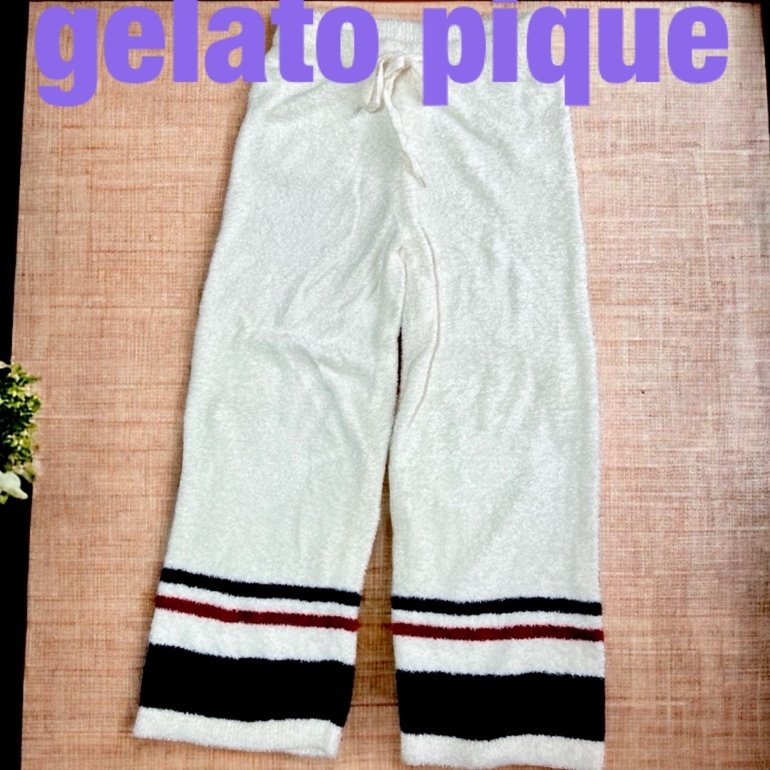 【gelato pique 】ルームウェアホワイト　ストライプ　古着　美品 レディースのルームウェア/パジャマ(ルームウェア)の商品写真