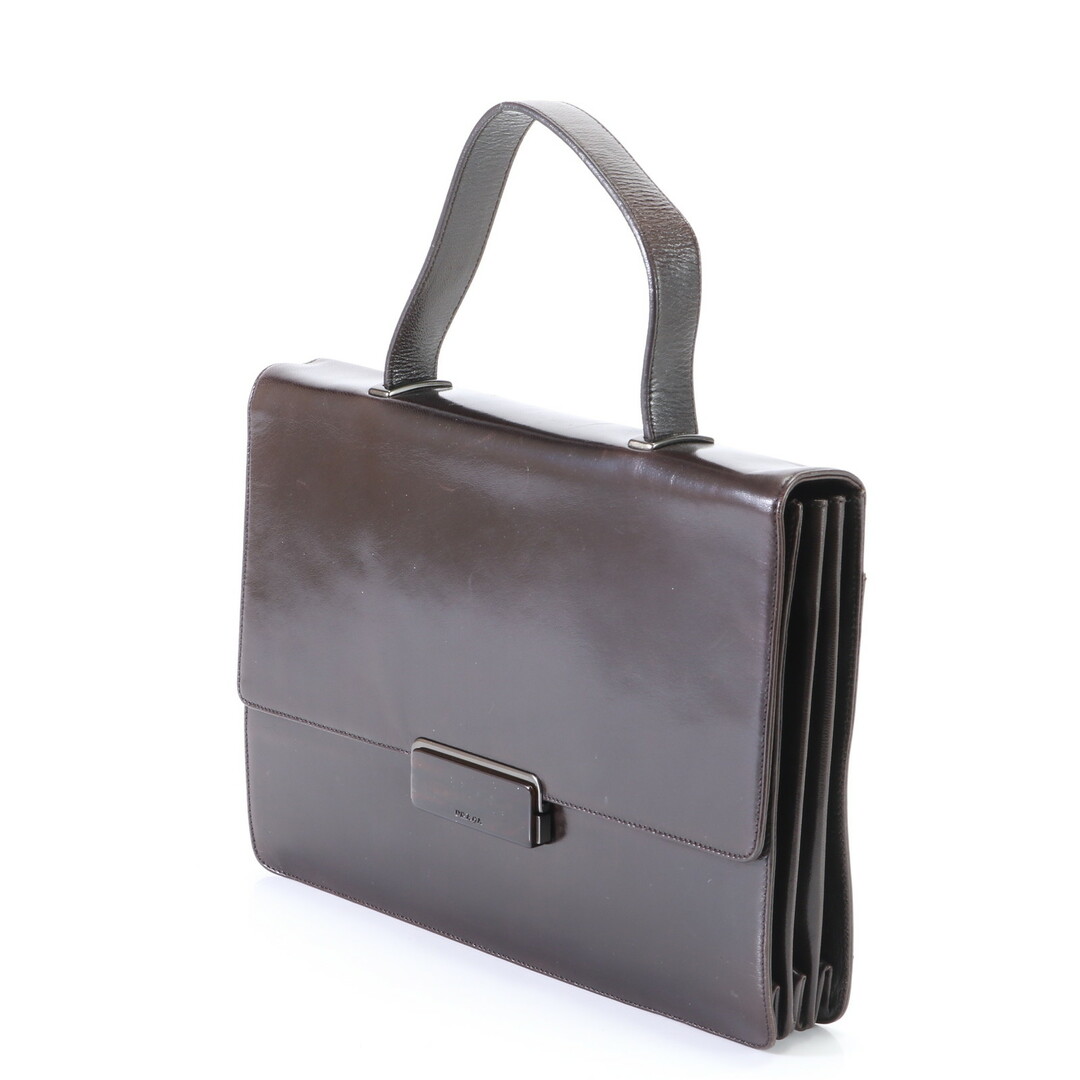 PRADA(プラダ)の美品 プラダ レザー ビジネス バッグ 書類鞄 ブリーフケース トート 通勤 本革 ブラウン 茶色 紳士 メンズ EEM S20-6 メンズのバッグ(ビジネスバッグ)の商品写真