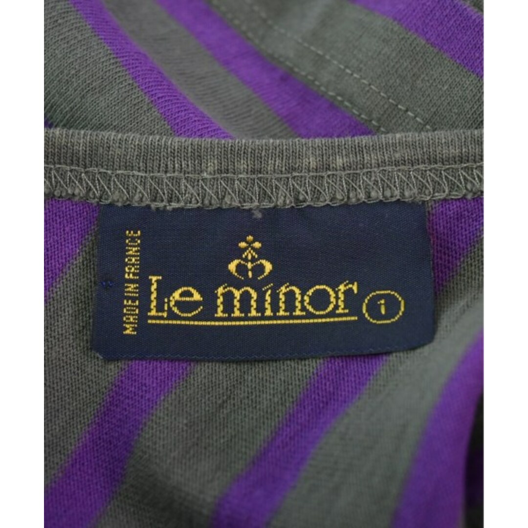 Le Minor(ルミノア)のLe minor Tシャツ・カットソー 1(S位) グレーx紫(ボーダー) 【古着】【中古】 レディースのトップス(カットソー(半袖/袖なし))の商品写真