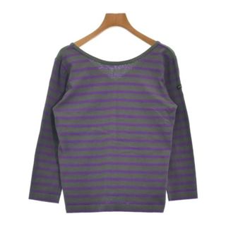 ルミノア(Le Minor)のLe minor Tシャツ・カットソー 1(S位) グレーx紫(ボーダー) 【古着】【中古】(カットソー(半袖/袖なし))