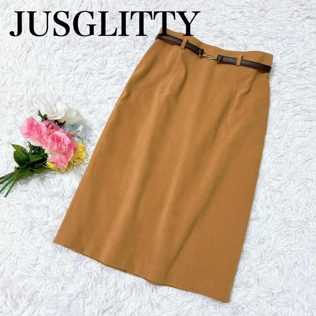 JUSGLITTY(ジャスグリッティー)のJUSGLITTY タイトスカート ベルト付 ライトブラウン レディースのスカート(その他)の商品写真