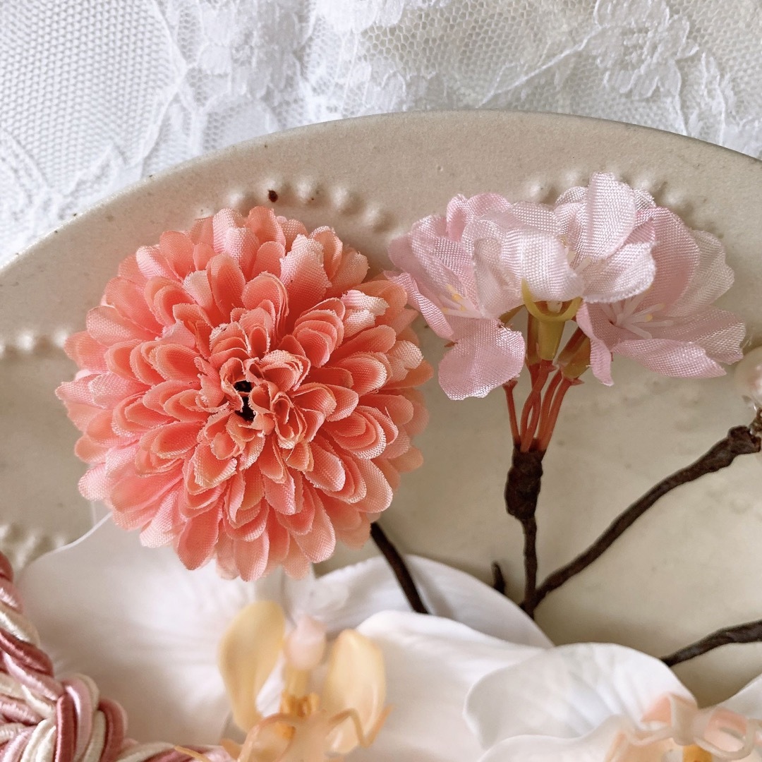 【24時間以内発送】桜とほんのりピンクの胡蝶蘭　和装髪飾り　前撮り
