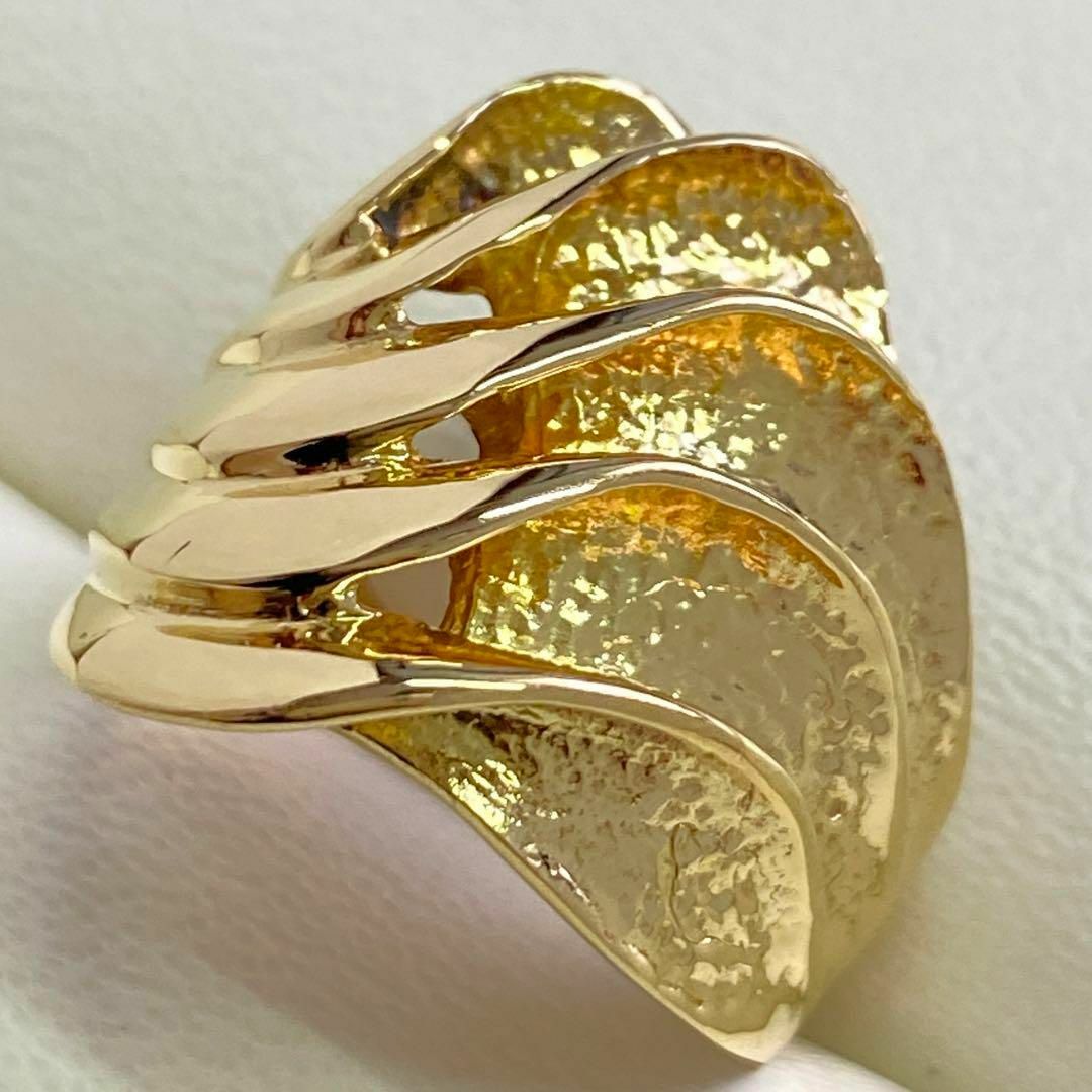 K18イエローゴールド　デザインリング　サイズ16号　18金　地金　透かし レディースのアクセサリー(リング(指輪))の商品写真